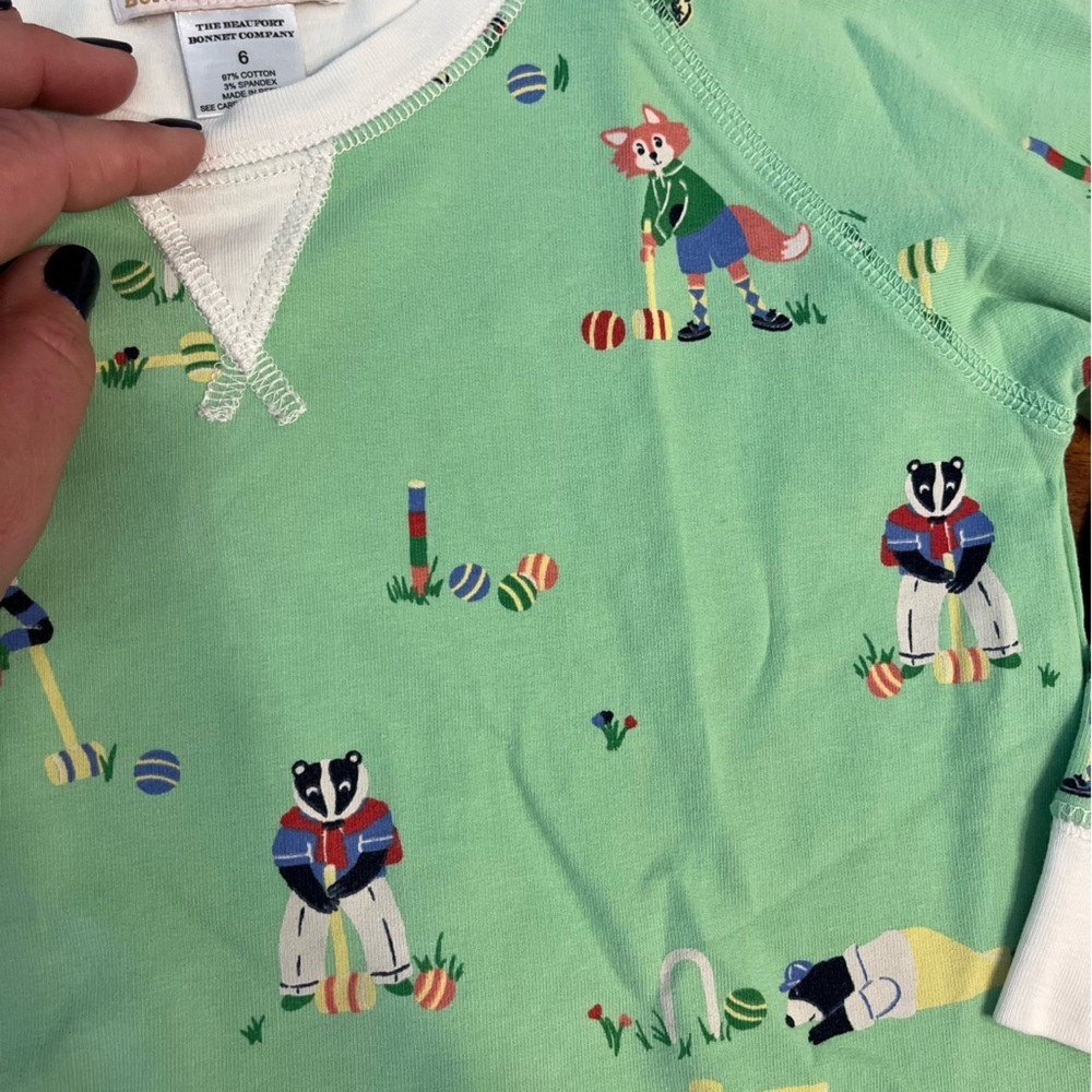 The Beaufort Bonnet Co Green Cassidy Comfy Sweatshirt Animal Cricket size 6 - Picture 3 of 6